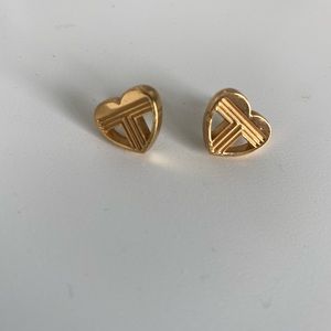 Gold Tory Burch heart earrings